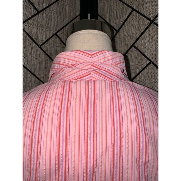 Jaclyn Smith Women’s Button-Up Striped Strawberry Shortcake Metallic Pink Medium - Picture 4 of 5